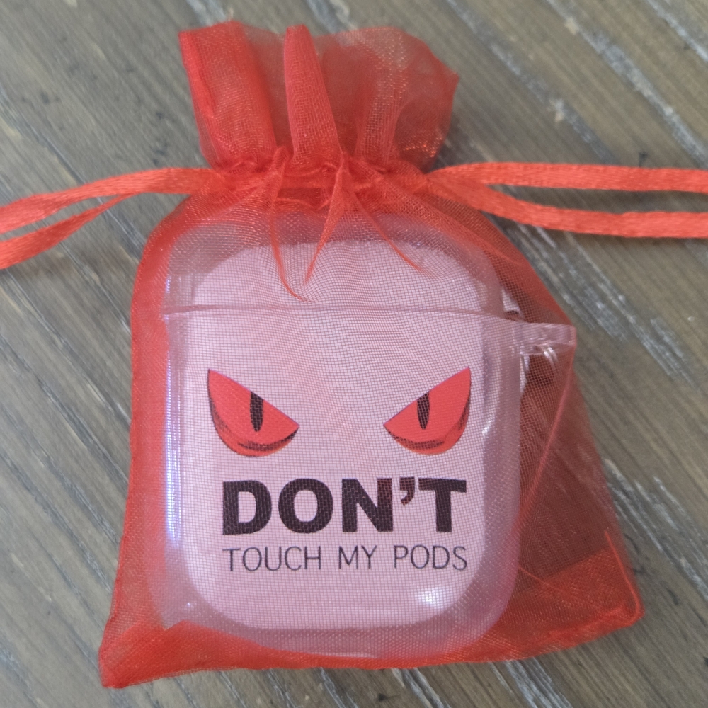 AirPods 1 Or 2 Clear Case “DON’T TOUCH MY PODS” + Red Gift Bag
